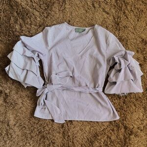 Sunday in Brooklyn Striped Blouse with Ruffle Sleeves